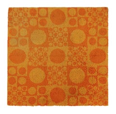 Vintage Geometric Scandinavian Rug in Orange and Gold, from Rug & Kilim