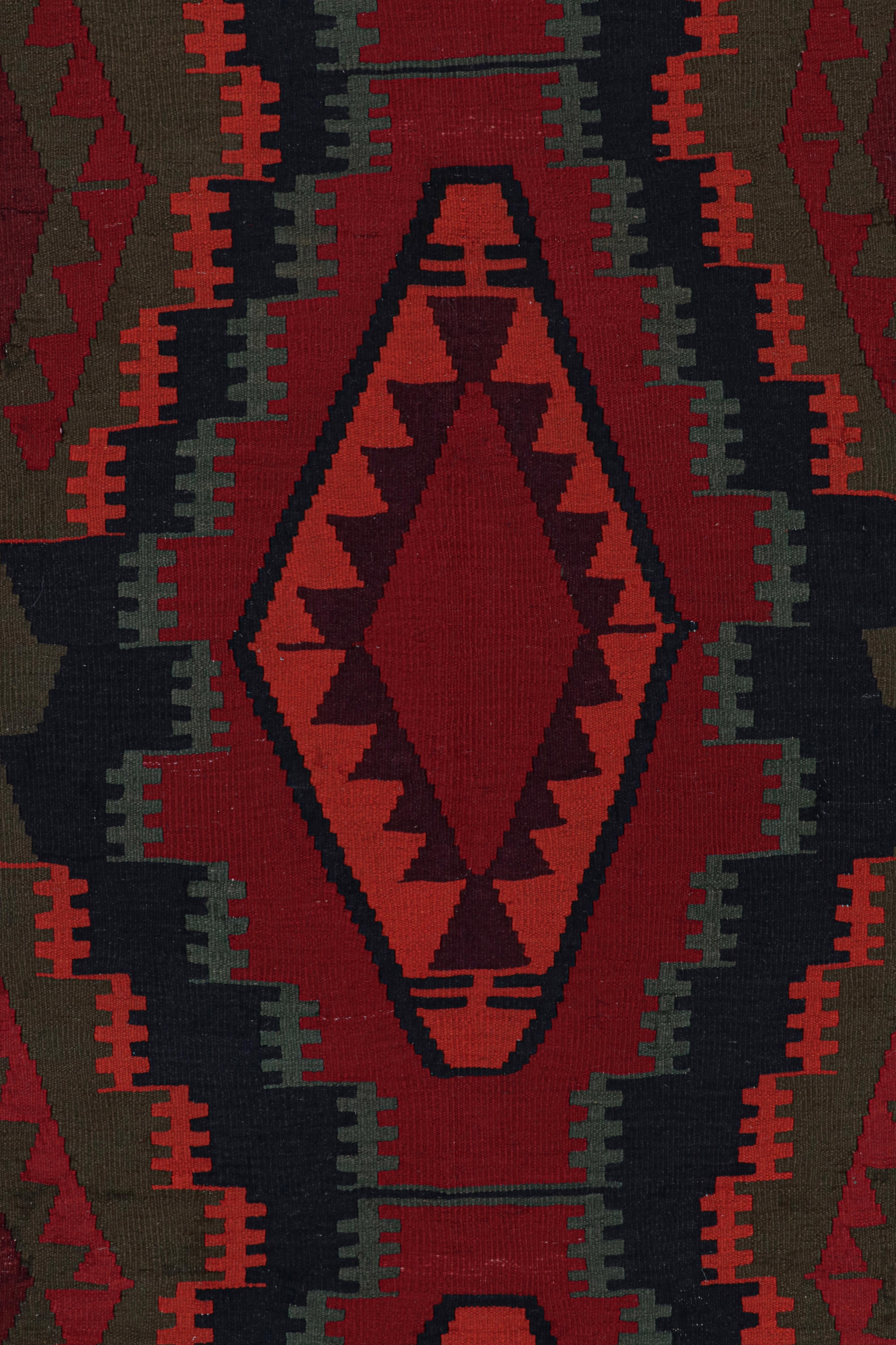 Geometrisch gestreifter Off-White und grau-blauer Woll-Kilim-Teppich im Vintage-Stil (Persisch) im Angebot