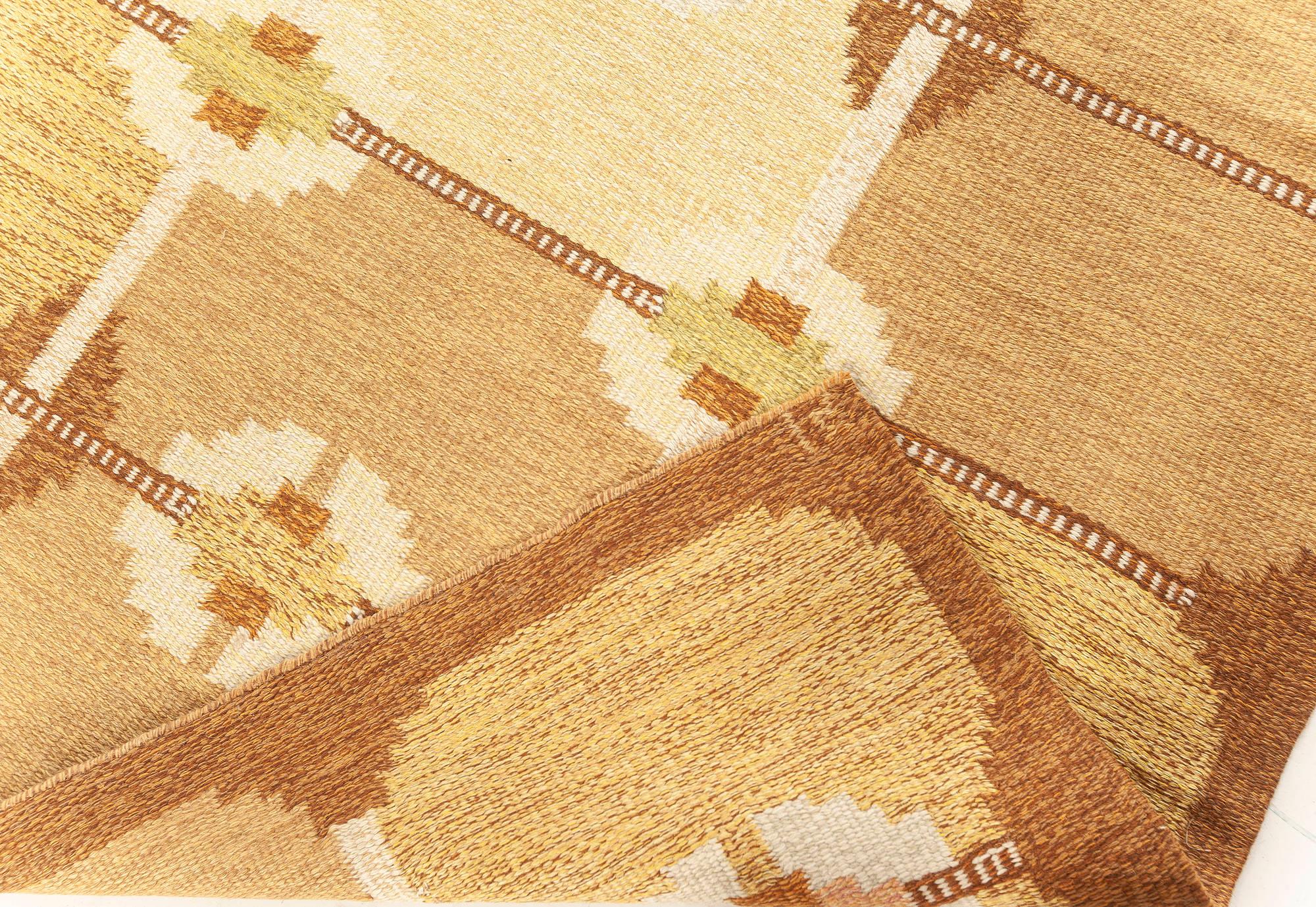 Geometrischer schwedischer Vintage-Teppich von Ingegerd Silow im Zustand „Gut“ im Angebot in New York, NY