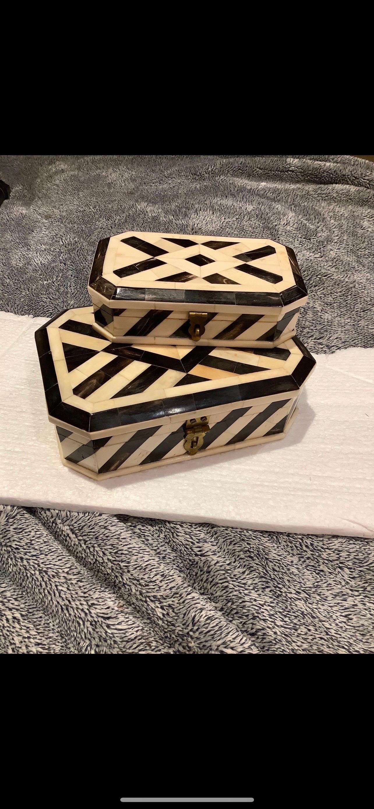 Caja de hueso teselada geométrica vintage en venta 4