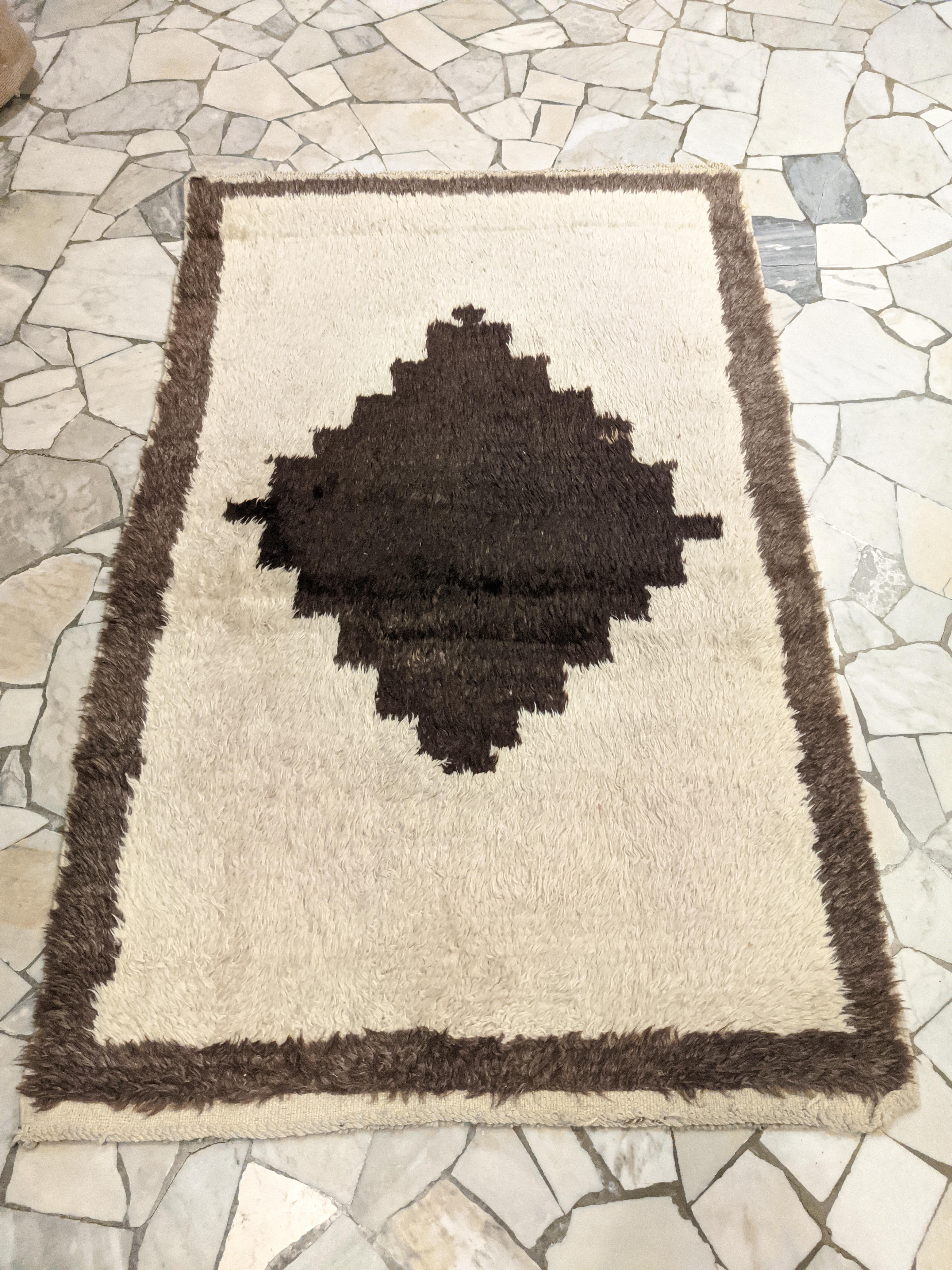 Hand-Knotted Vintage Geometric Tulu Rug For Sale