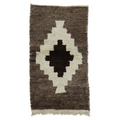 Tapis géométrique turc Tulu vintage aux couleurs mocha, années 1930