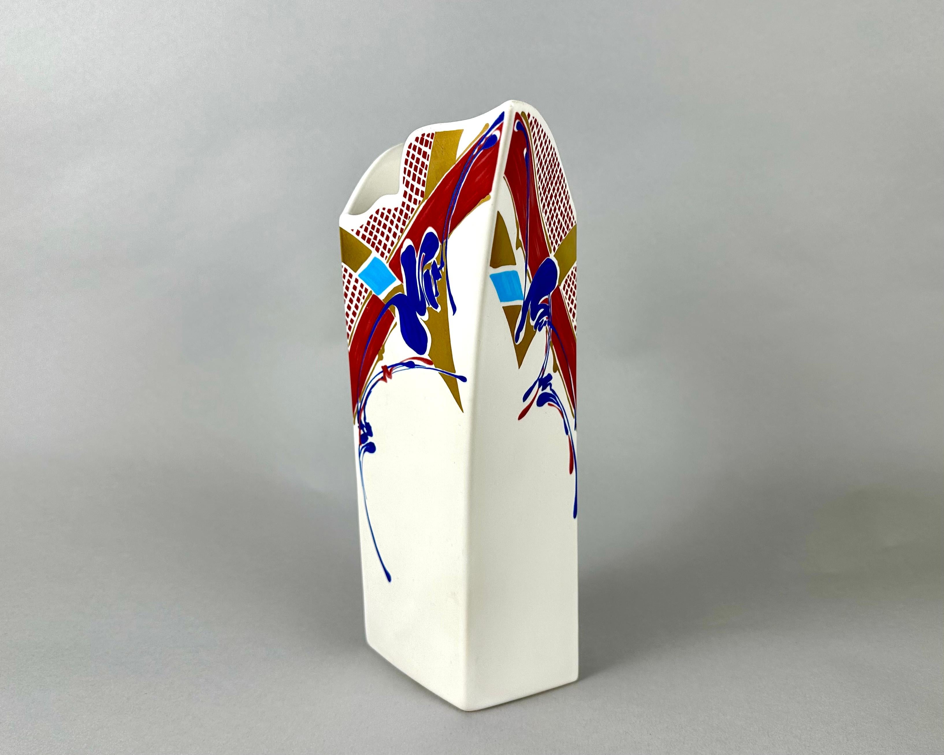 Art déco Vase géométrique vintage en porcelaine Rosenthal Studio Line, Allemagne en vente