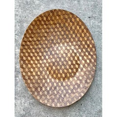 Vintage Geometric Wood Inlay Tray