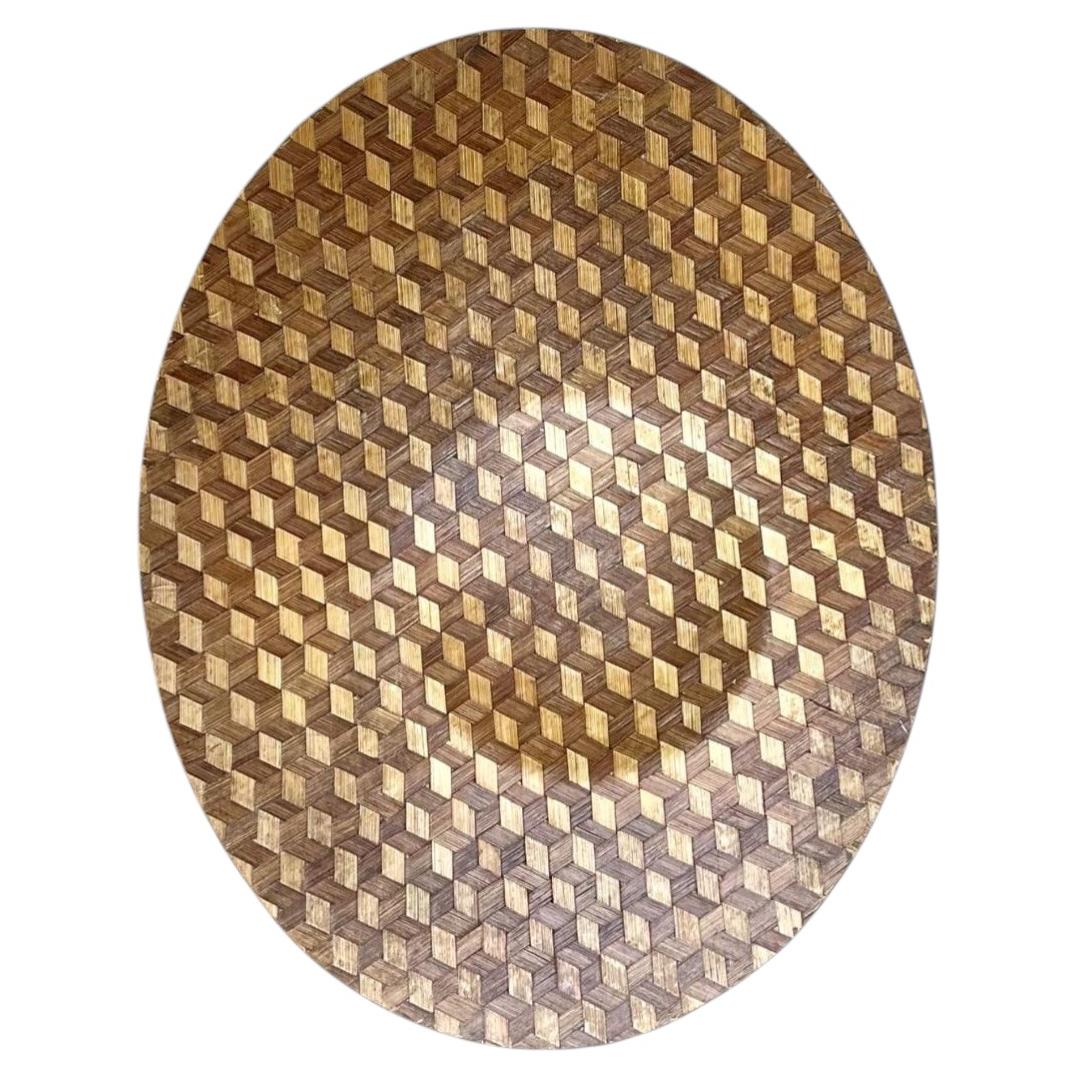 Vintage Geometric Wood Inlay Tray