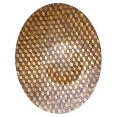 Vintage Geometric Wood Inlay Tray