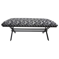 Vintage Geometric Wrought Iron Bench