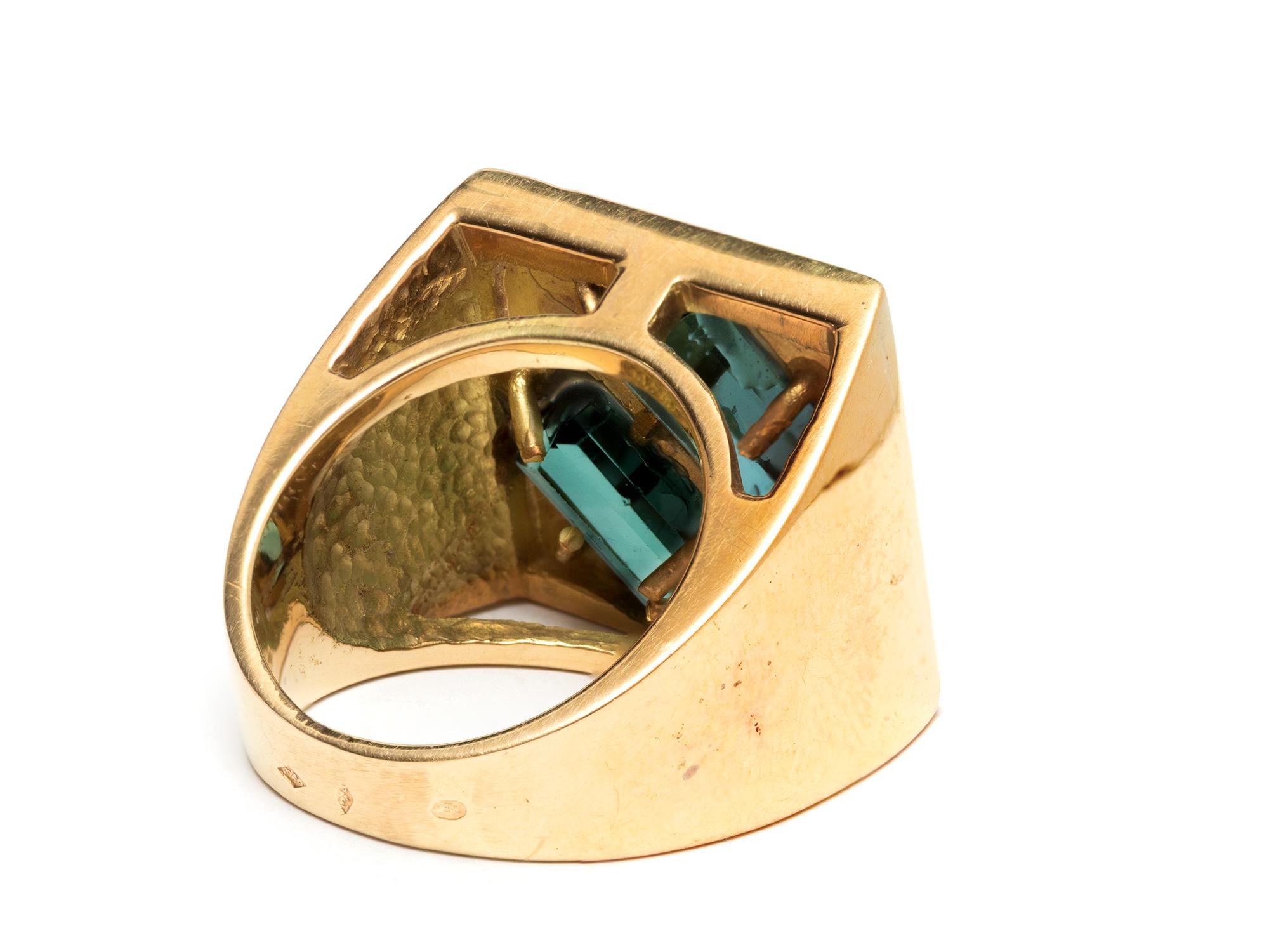Vintage Geometrical Tourmaline Ring In Good Condition For Sale In San Antonio, TX
