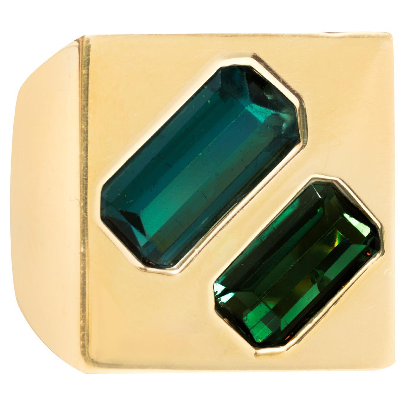 Vintage Geometrical Tourmaline Ring For Sale