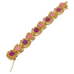 Vintage Geometry Pink Lilac Bracelet With Rhinestones 1970s