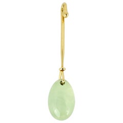 Vintage Georg Jensen 18 Karat Yellow Gold Prehnite Dew Drop Pendant, Torun