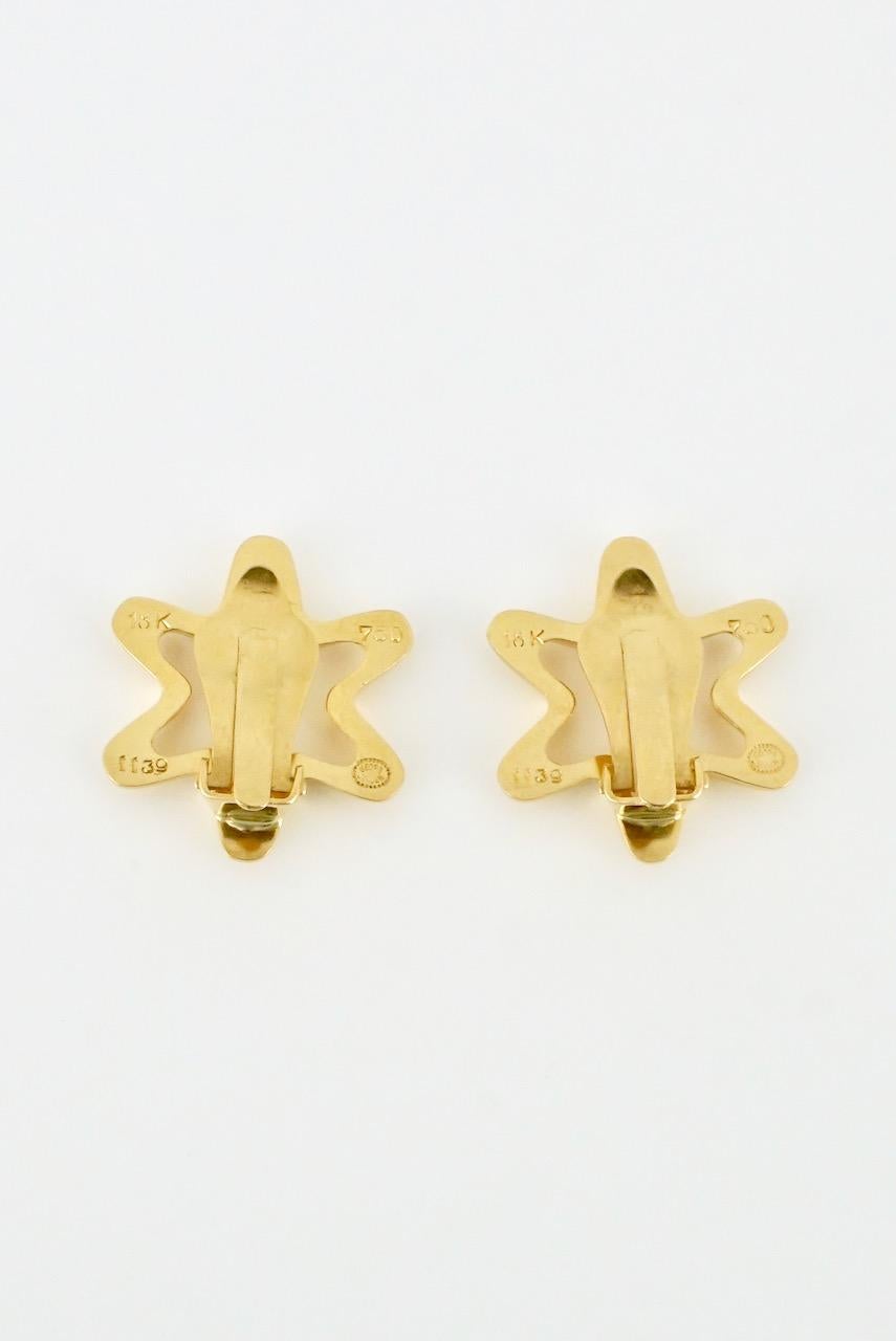 Women's Vintage Georg Jensen 18k Gold Star Clip Earrings Design 1139 Henning Koppel For Sale