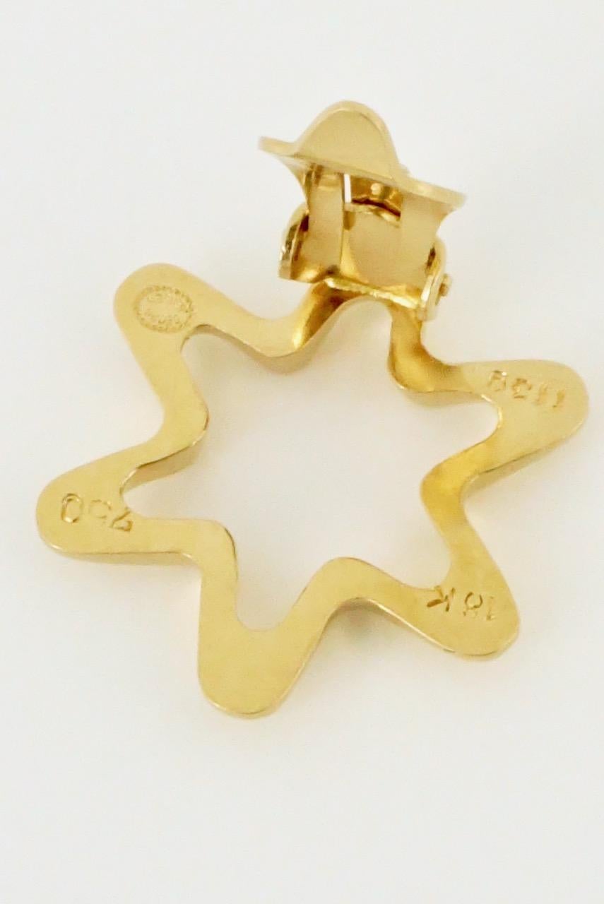Vintage Georg Jensen 18k Gold Star Clip Earrings Design 1139 Henning Koppel For Sale 1