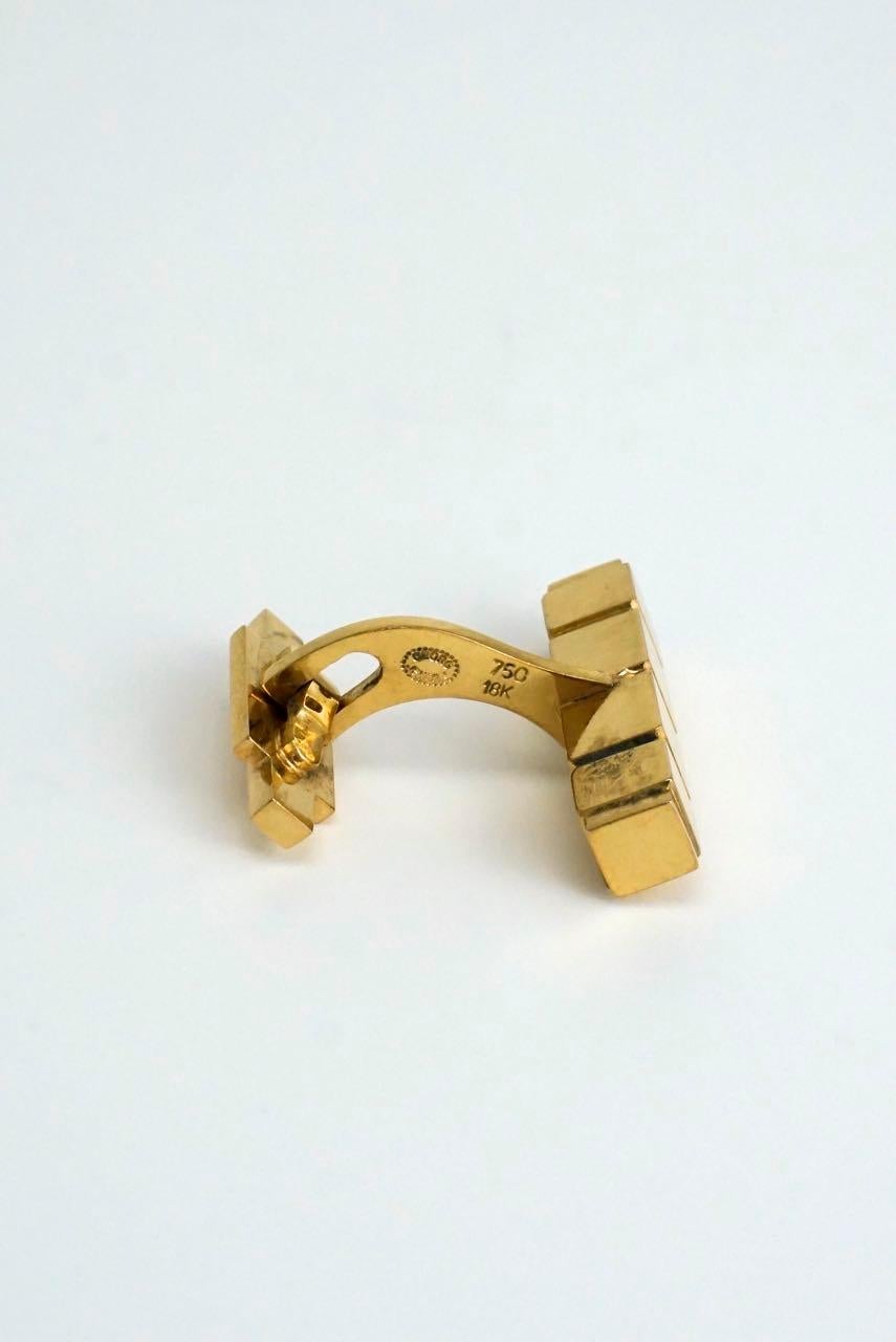 Modernist Vintage Georg Jensen 18 Karat Yellow Gold Cufflinks, Design 1064C Henry Pilstrup For Sale