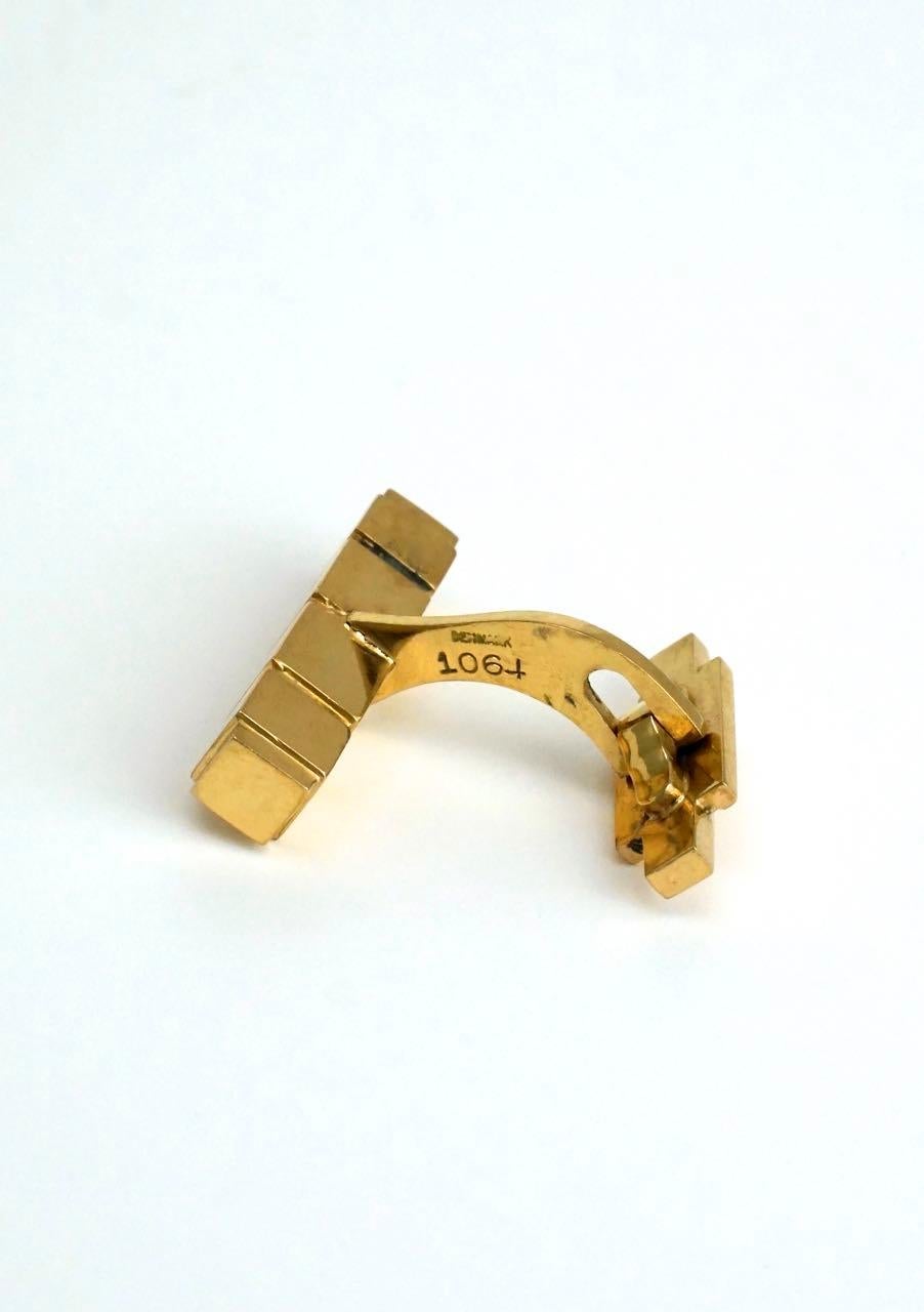 Vintage Georg Jensen 18 Karat Yellow Gold Cufflinks, Design 1064C Henry Pilstrup In Good Condition For Sale In Sydney, NSW