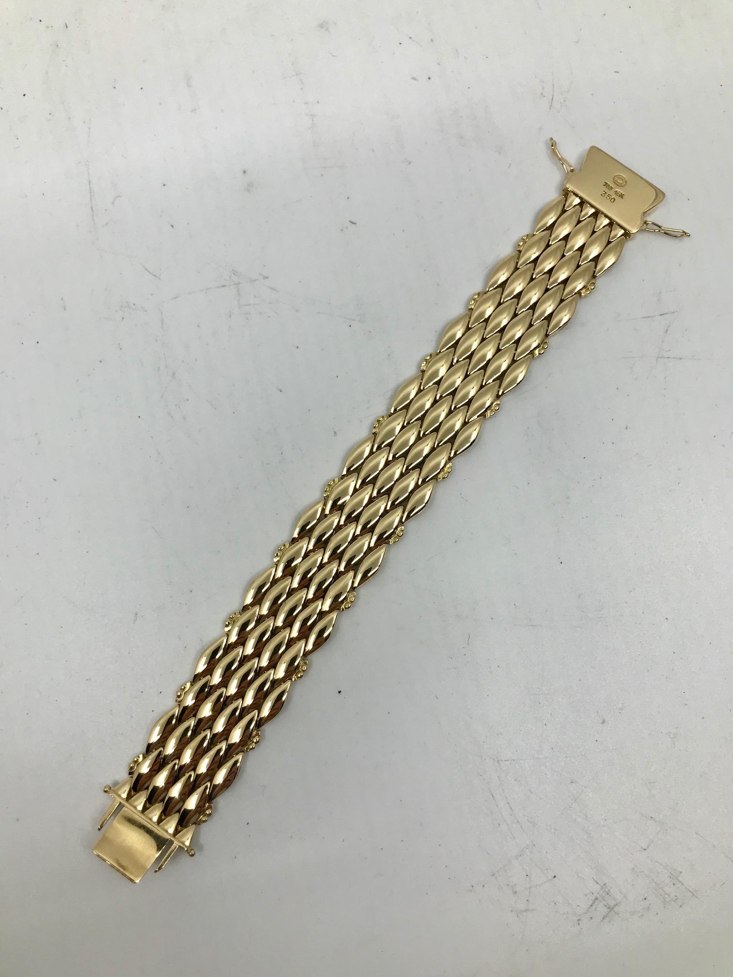 Vintage Georg Jensen 18 Karat Gold Bracelet 350 Wide Version In Good Condition In Hellerup, DK