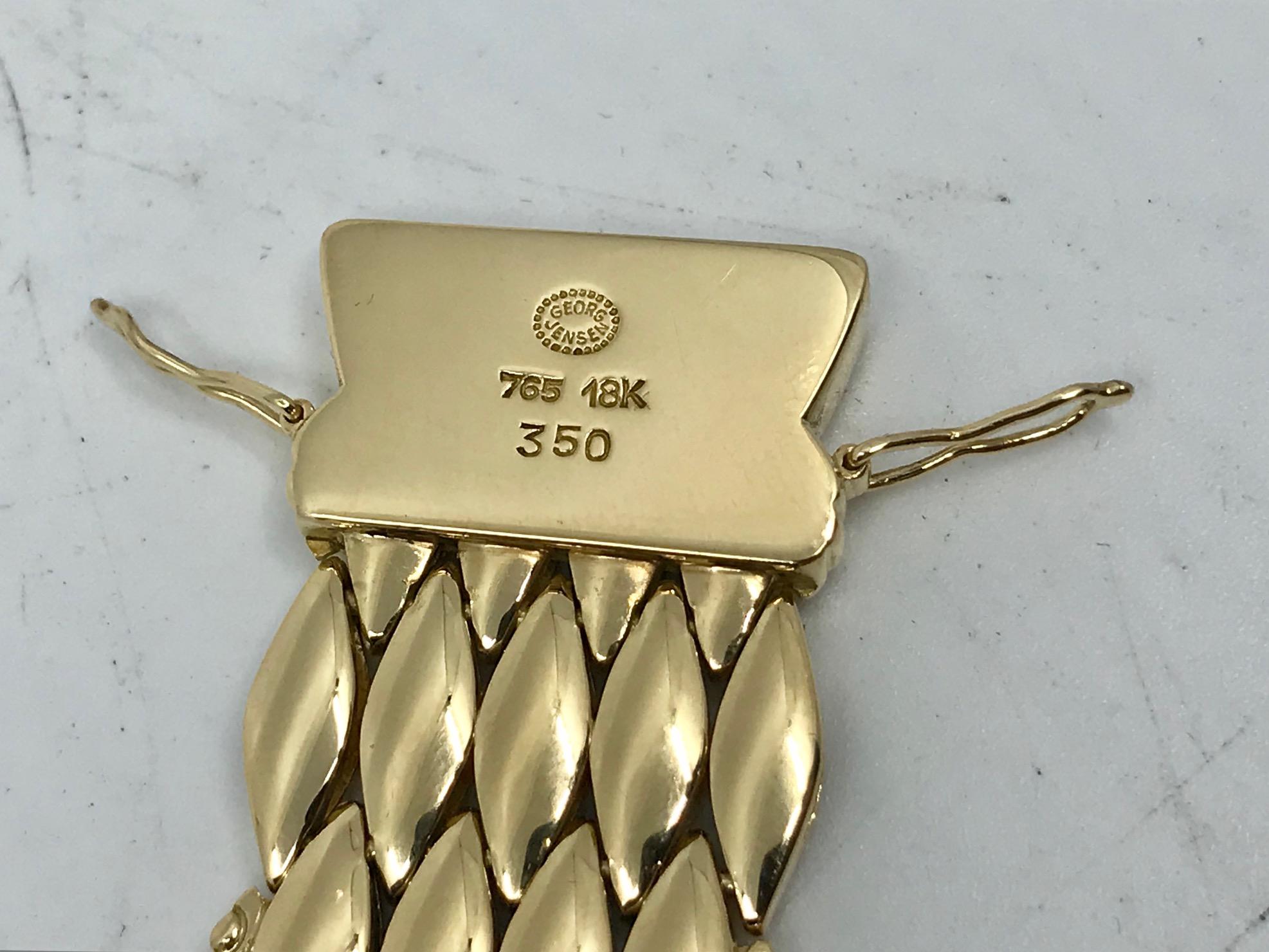 Vintage Georg Jensen 18 Karat Gold Bracelet 350 Wide Version 1