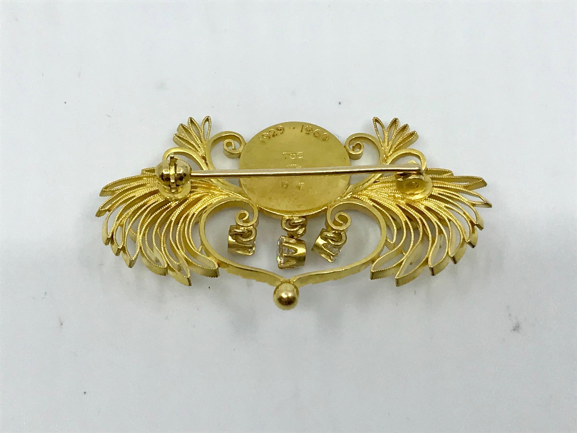 Vintage Georg Jensen 18 Karat Gold Brooch #57 In Good Condition For Sale In Hellerup, DK