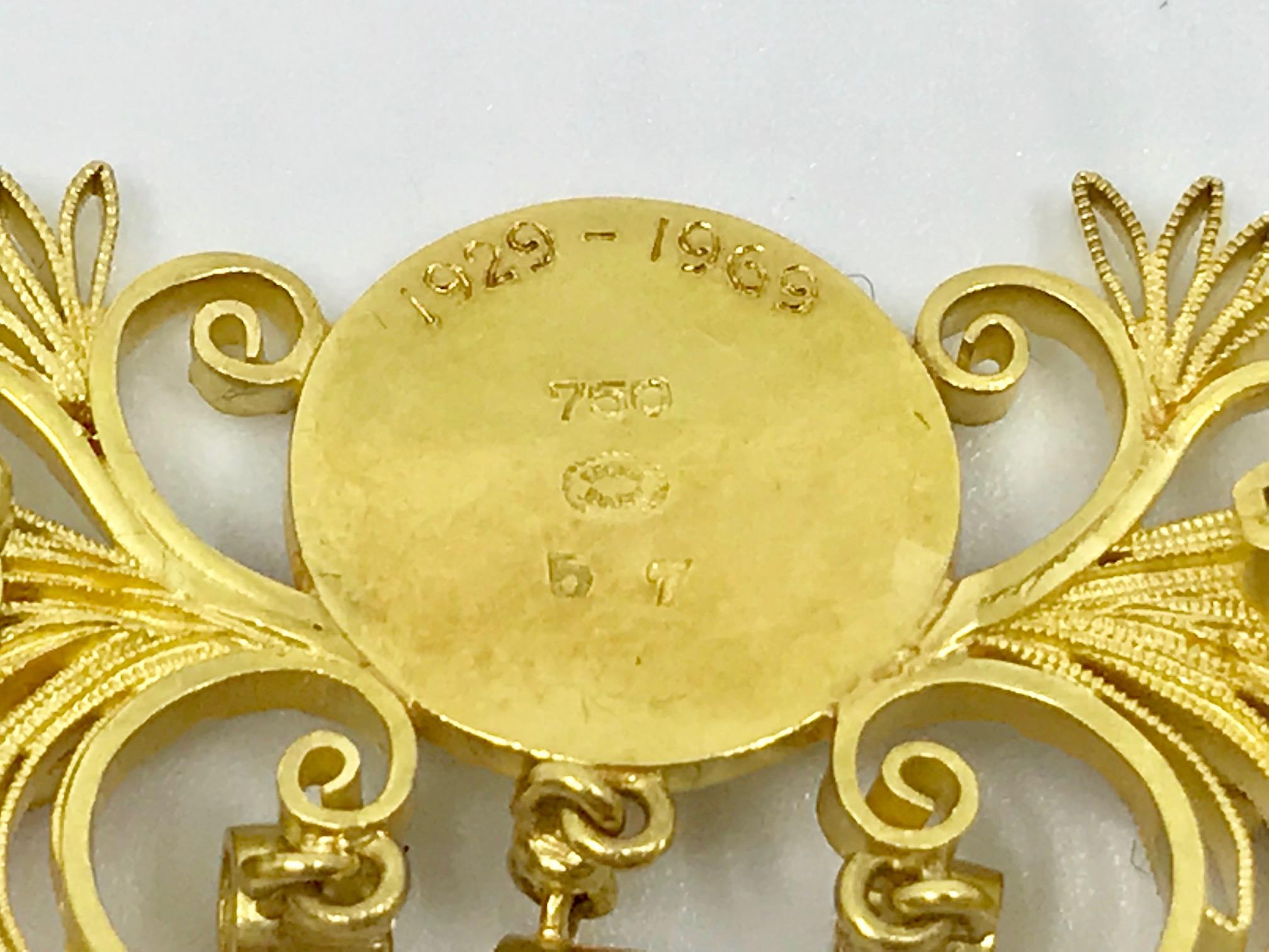 Vintage Georg Jensen 18 Karat Gold Brooch #57 For Sale 1