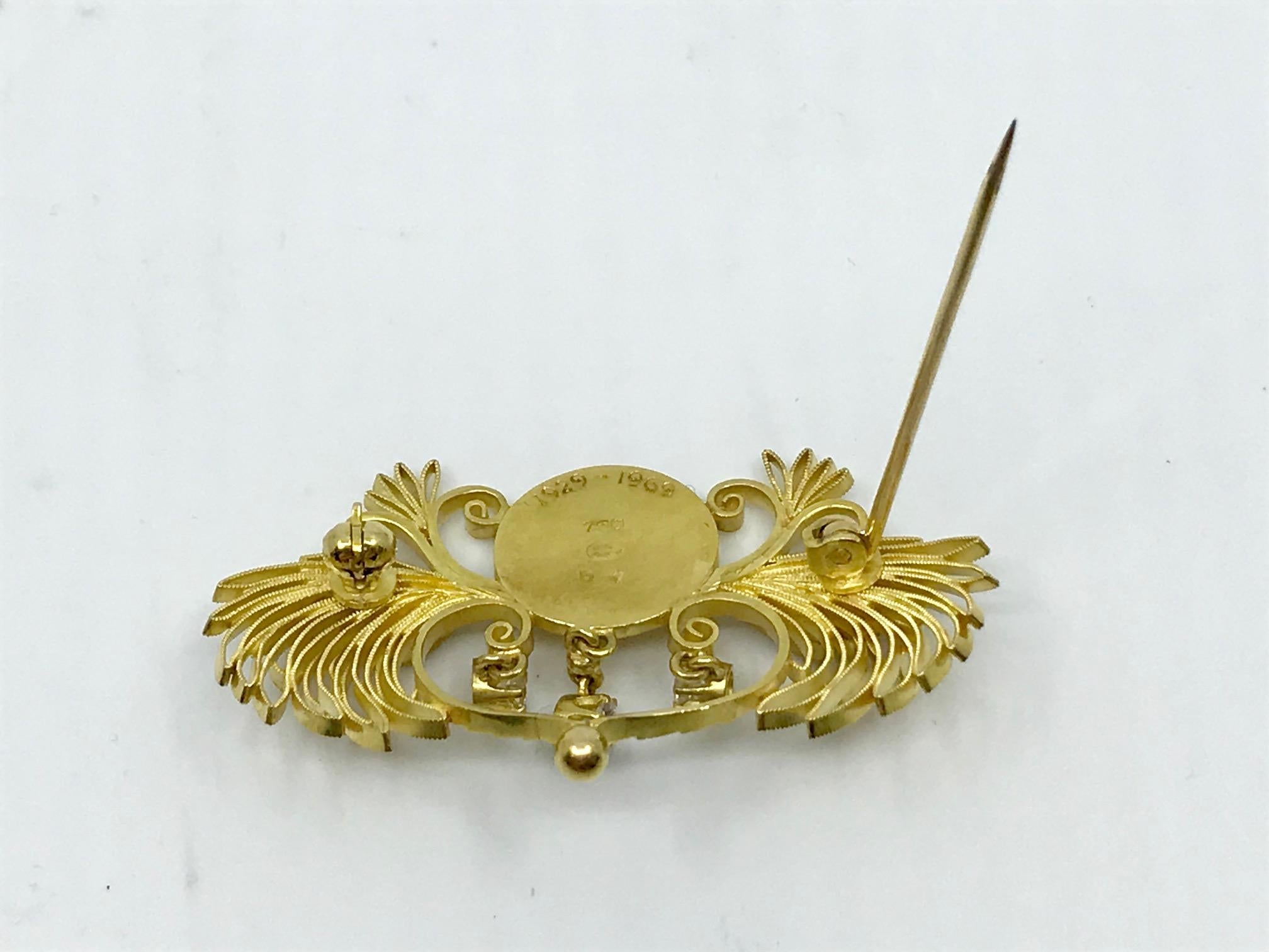 Vintage Georg Jensen 18 Karat Gold Brooch #57 For Sale 2