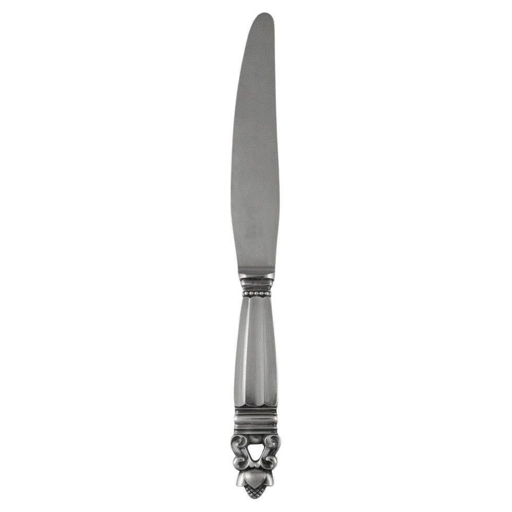Vintage Georg Jensen Acorn Sterling Silver Dinner Knife Short Handle 013 For Sale