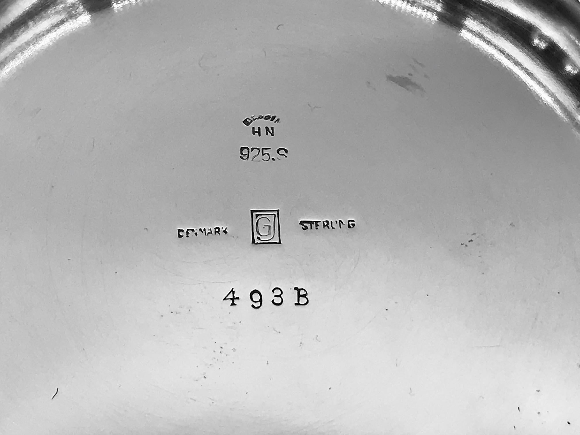Hammered Vintage Georg Jensen Art Deco Biscuit Tray 493b by Harald Nielsen For Sale