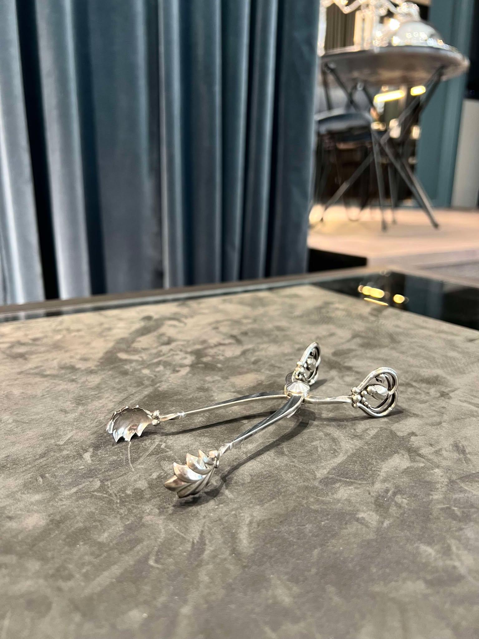 Pinzas para hielo Georg Jensen Vintage Blossom 132 Art Nouveau en venta