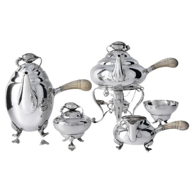 Vintage Georg Jensen Blossom Tea & Coffee Set 2 For Sale