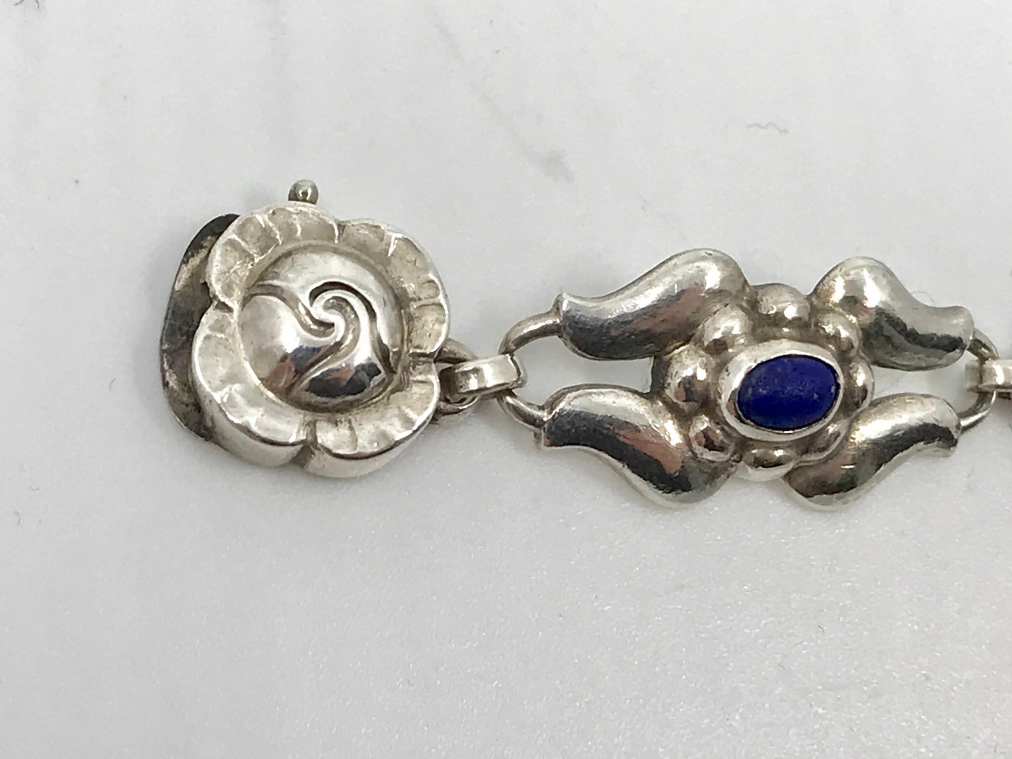 Art Nouveau Vintage Georg Jensen Bracelet #18 Lapis Lazuli