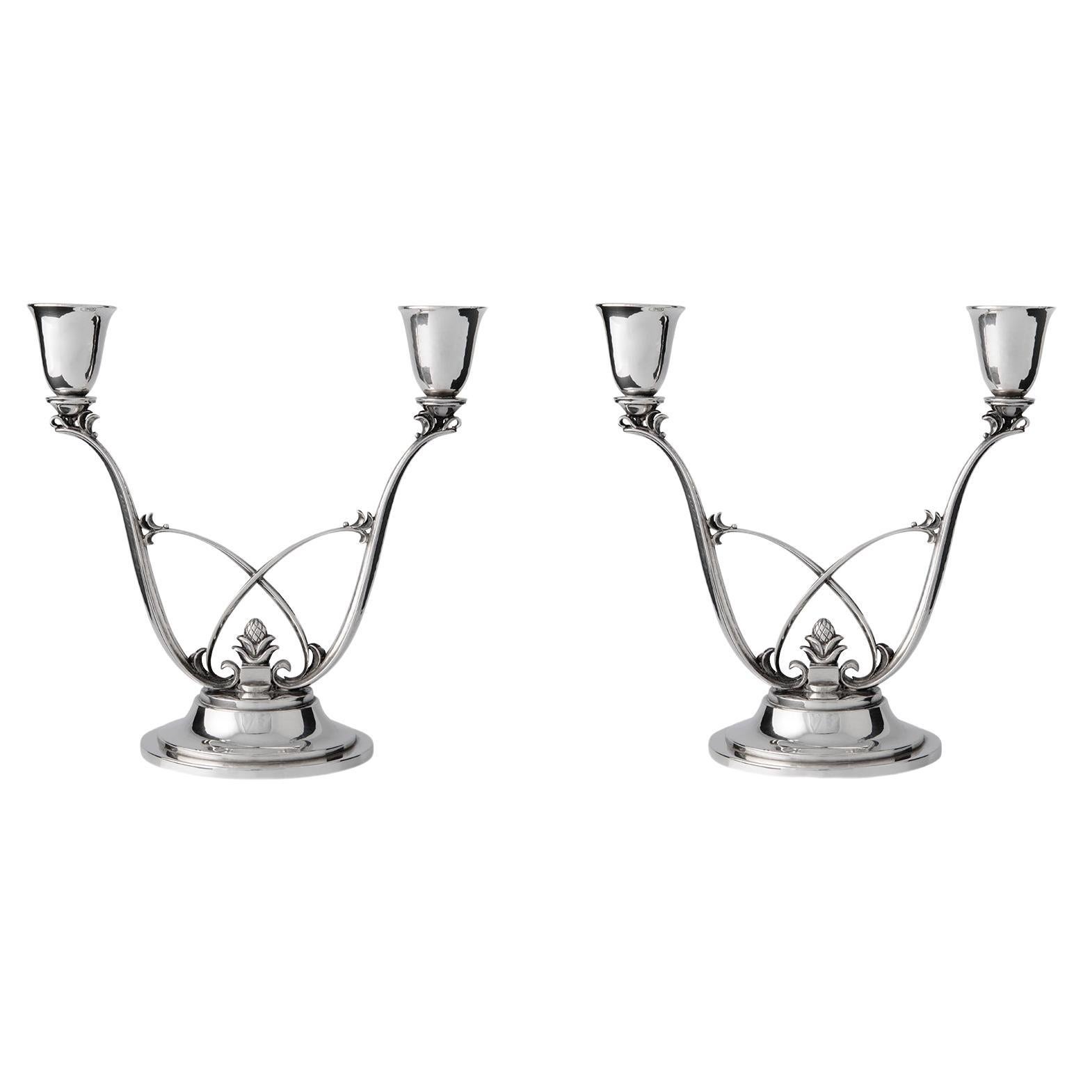 Vintage Georg Jensen Candelabra 619 - 12-330 For Sale