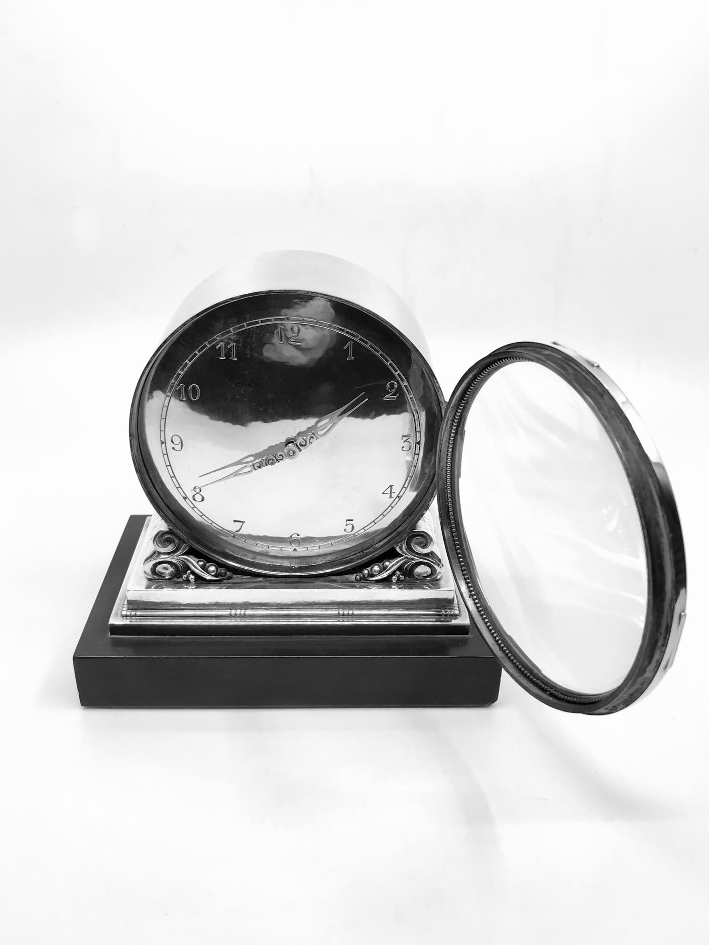 Art Nouveau Vintage Georg Jensen Clock 596 by Johan Rohde
