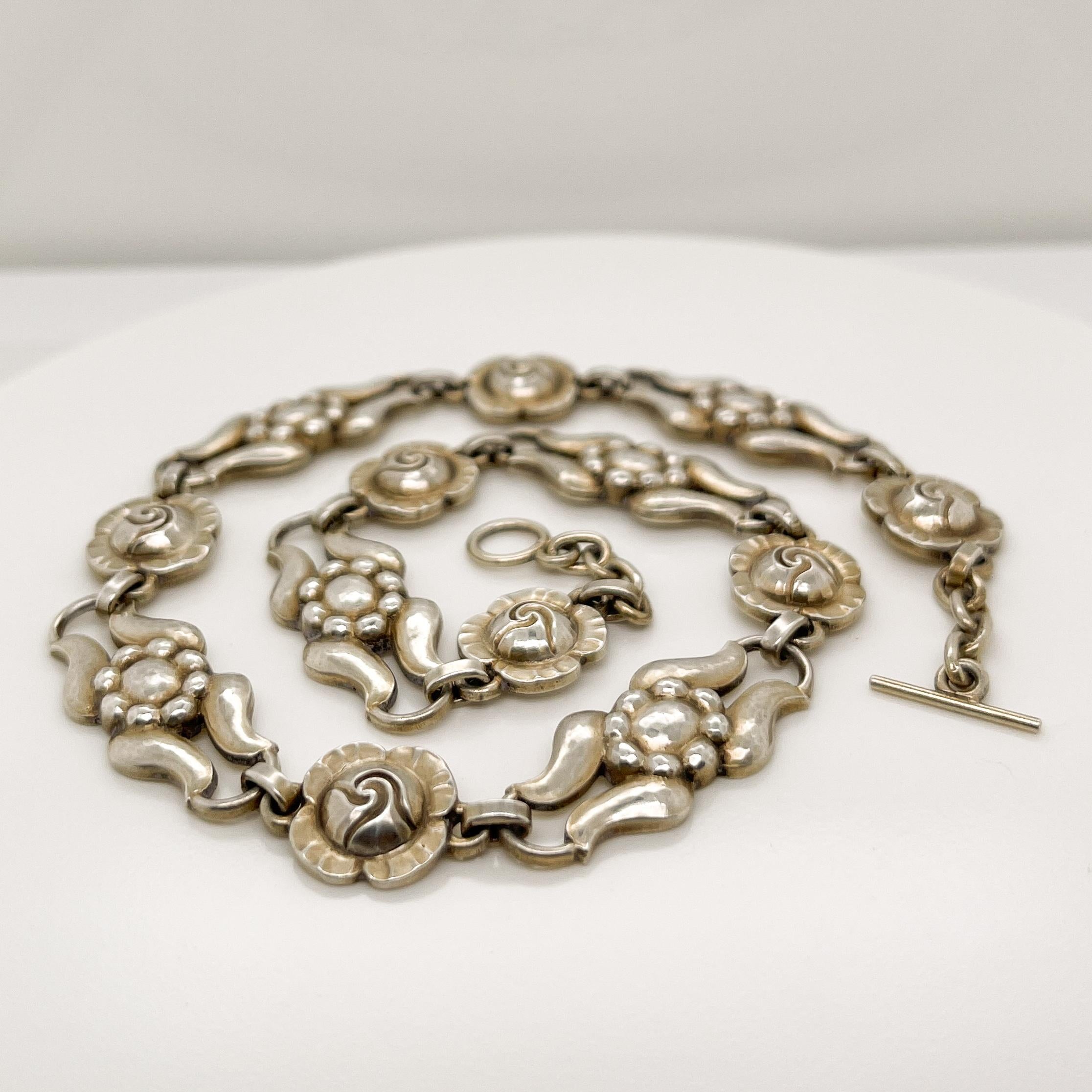 Modern Vintage Georg Jensen Danish Sterling Silver Choker Necklace No. 10 For Sale