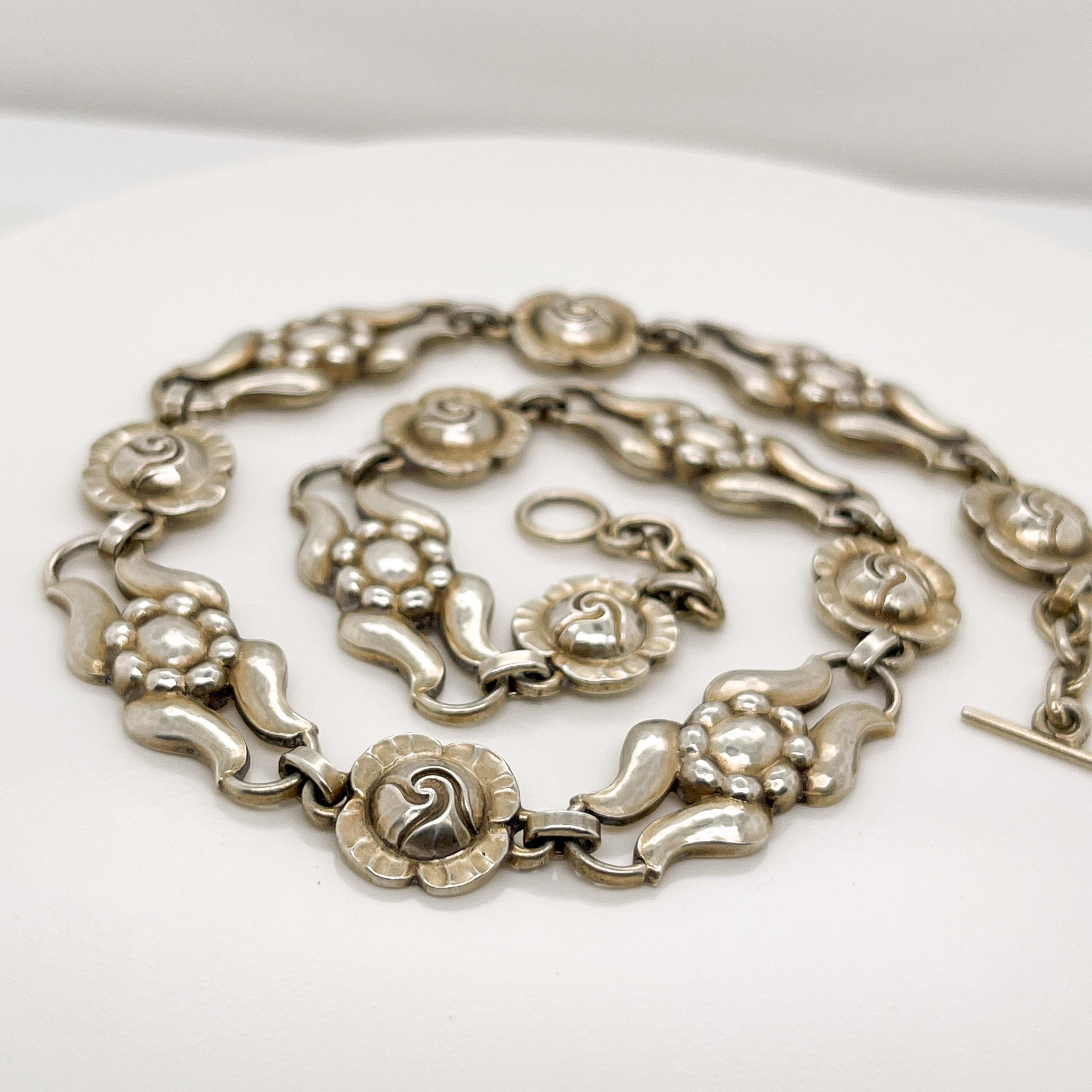 Vintage Georg Jensen Danish Sterling Silver Choker Necklace No. 10 For Sale 3