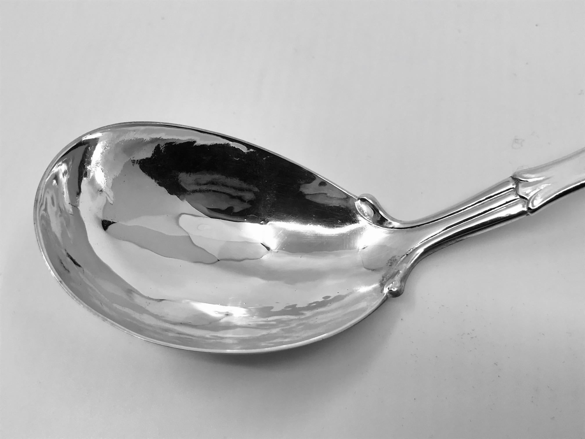 Early 20th Century Vintage Georg Jensen Extra Large Sauce Boat 11 & Ladle 141 For Sale