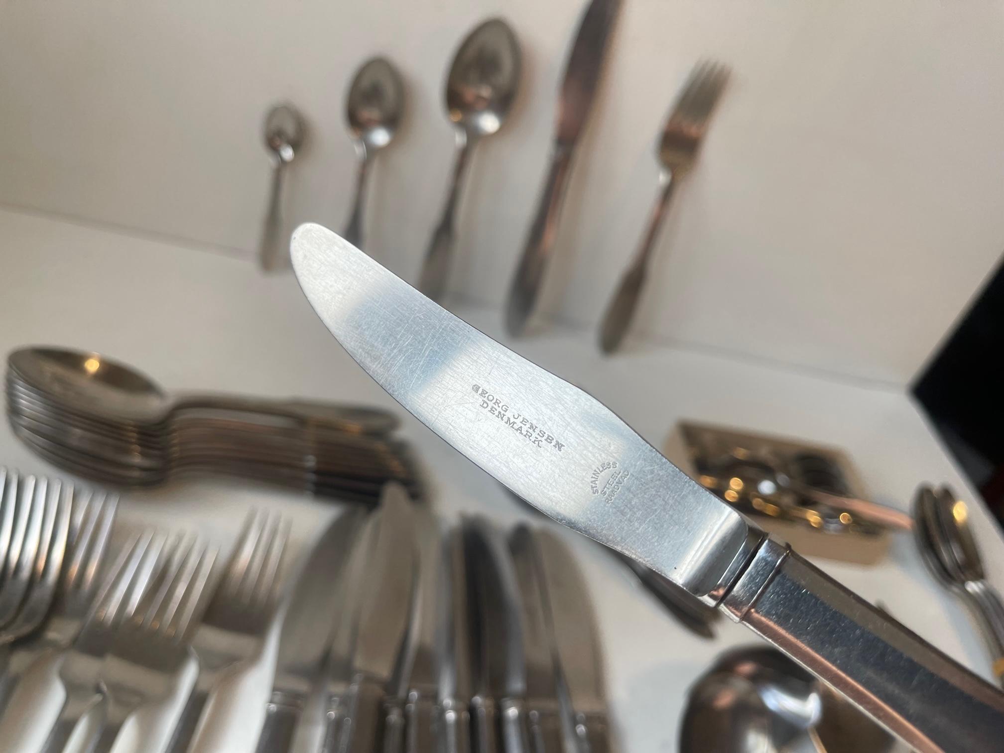 Vajilla Georg Jensen Mitra Vintage de acero inoxidable para 12 personas, 68 piezas en venta 3