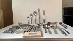 Vintage Georg Jensen Mitra Stainless Flatware Dinner Service for 12, 68 Pcs