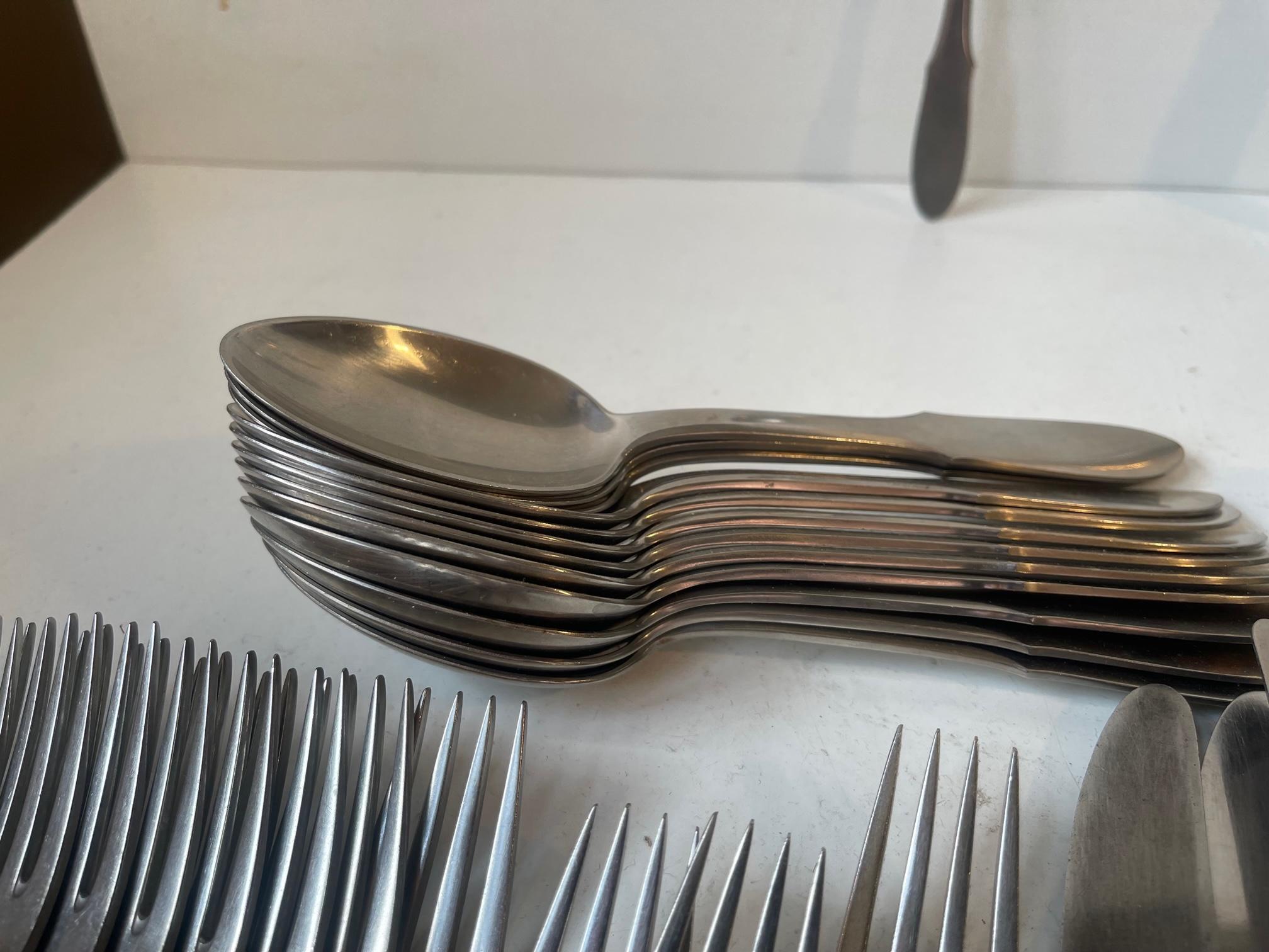 Vajilla Georg Jensen Mitra Vintage de acero inoxidable para 12 personas, 68 piezas Danés en venta