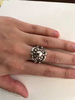 Vintage Georg Jensen Moonlight Blossom #10 Ball Sterling Silver Ring Estate Find