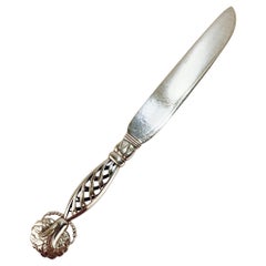 Couteau à gâteau vintage Georg Jensen n° 83 en argent sterling à motifs 