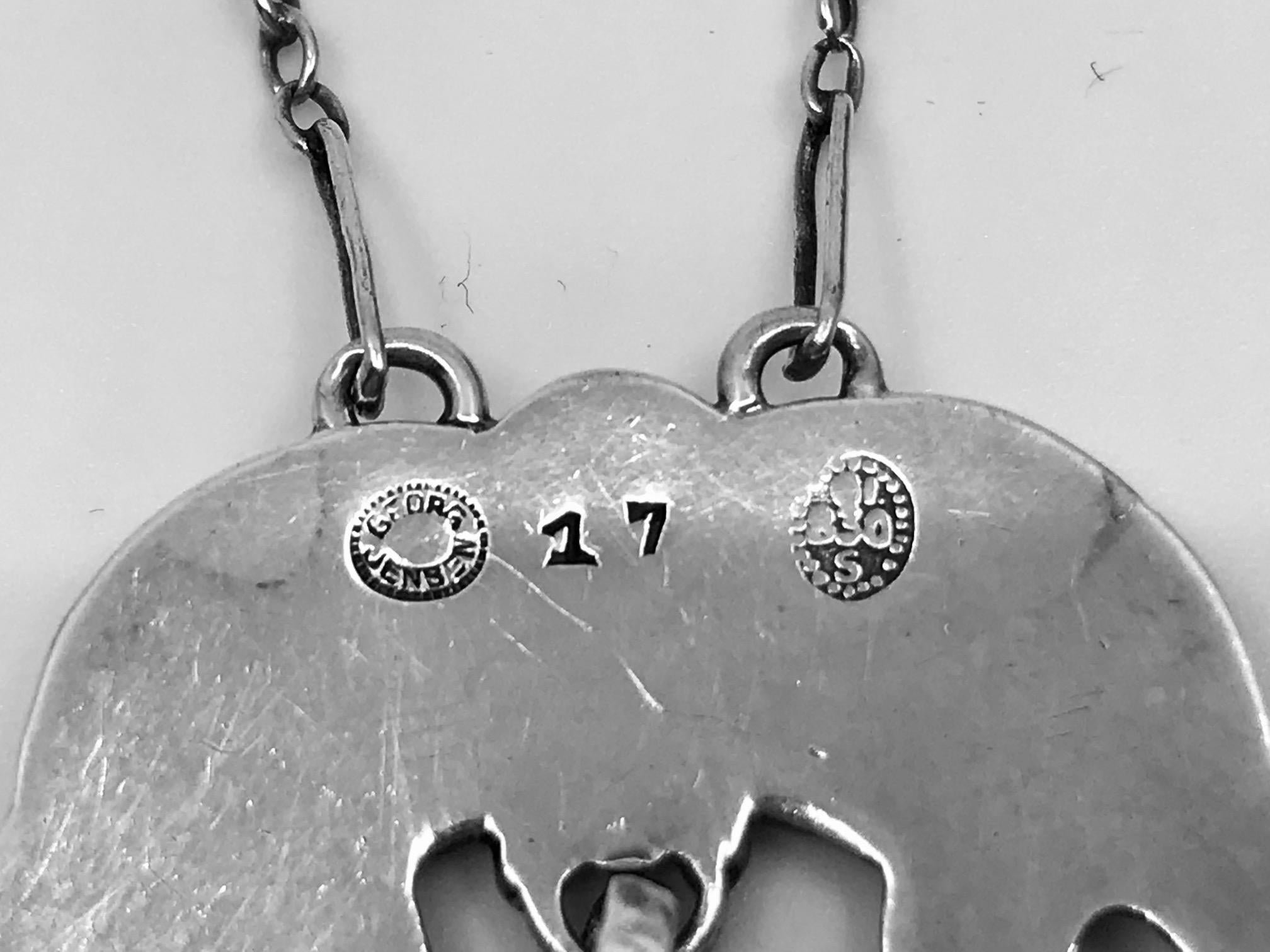 Oval Cut Vintage Georg Jensen Pendant #17 Moonstones For Sale