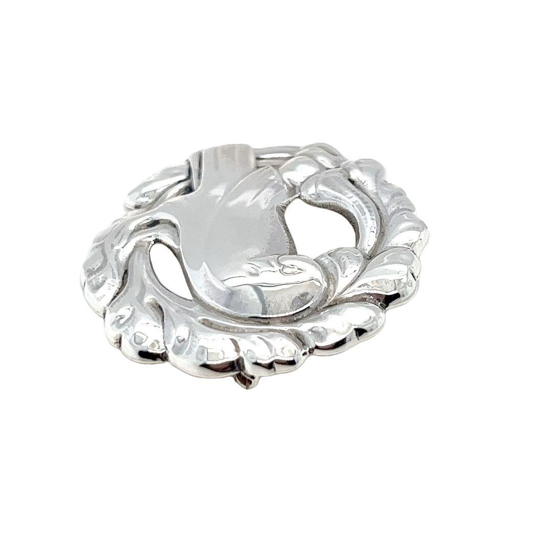 Vintage Georg Jensen Silver Bird Pin #165 In Good Condition For Sale In Coral Gables, FL
