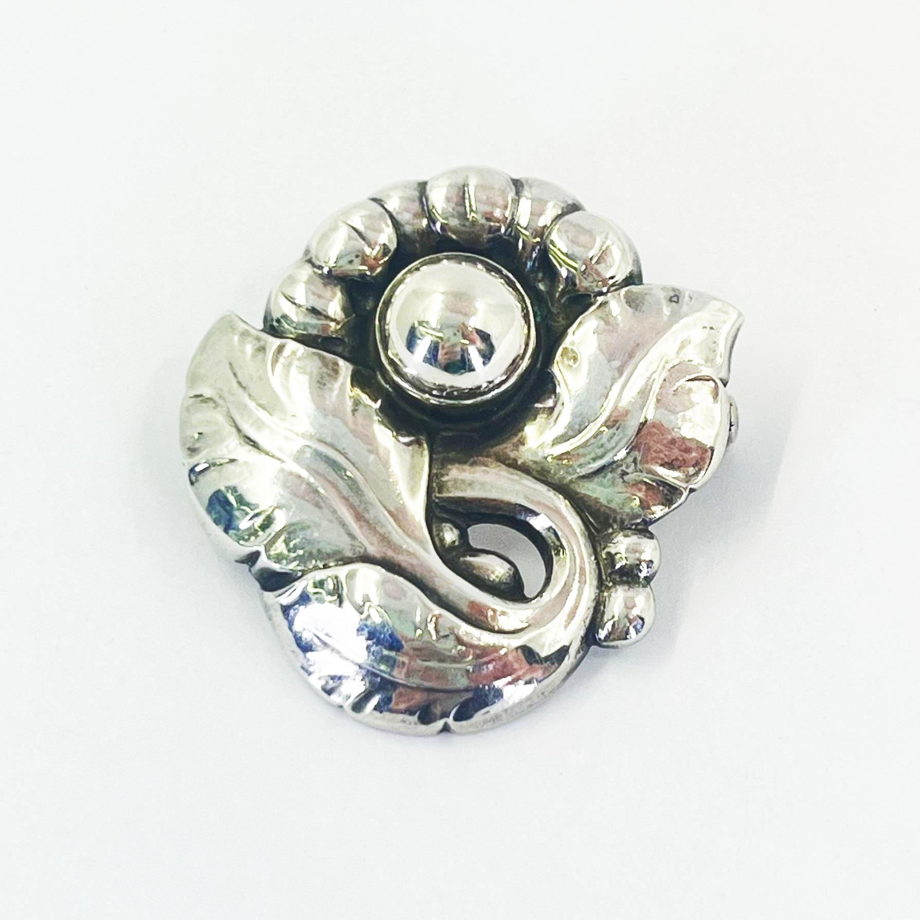 Women's or Men's Vintage Georg Jensen Silver Brooch, Number 71