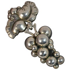 Vintage Georg Jensen Sterling Silver # 217b Moonlight Grapes Brooch