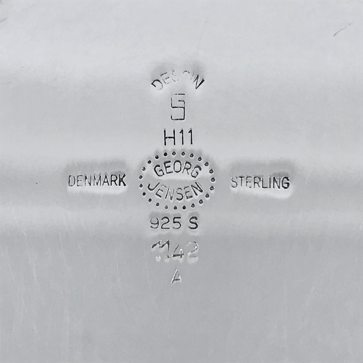 Polished Vintage Georg Jensen Sterling Silver Box w/ gilt lid 1142A by Soren Georg Jensen For Sale