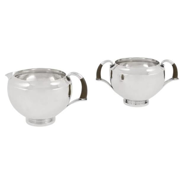 Vintage Georg Jensen Sterling Silver Cream & Sugar Set 506 by Johan Rohde For Sale