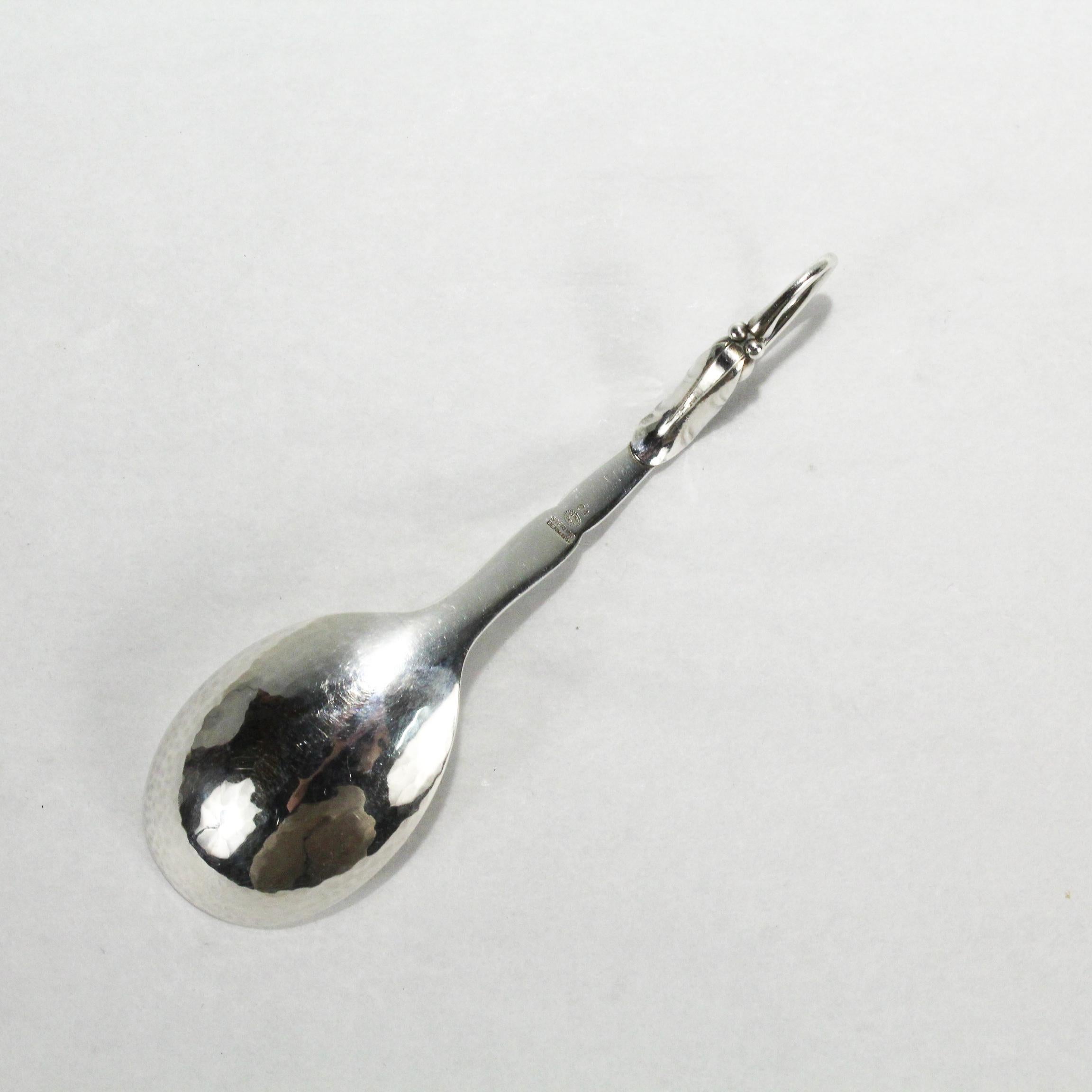 Art Deco Vintage Georg Jensen Sterling Silver Ornamental 21 Sugar Spoon For Sale