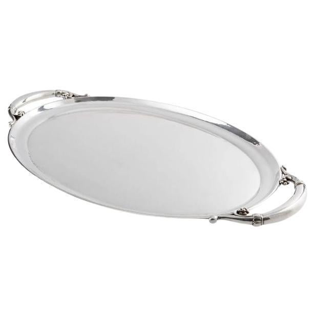 Ovales Vintage-Tablett aus Sterlingsilber von Georg Jensen, 32C, Vintage im Angebot