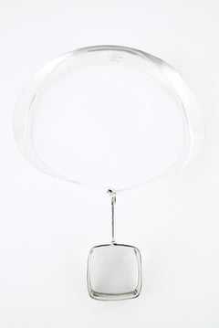 Vintage Georg Jensen Sterling Silver Quartz Neck Ring Necklace Torun 160 132