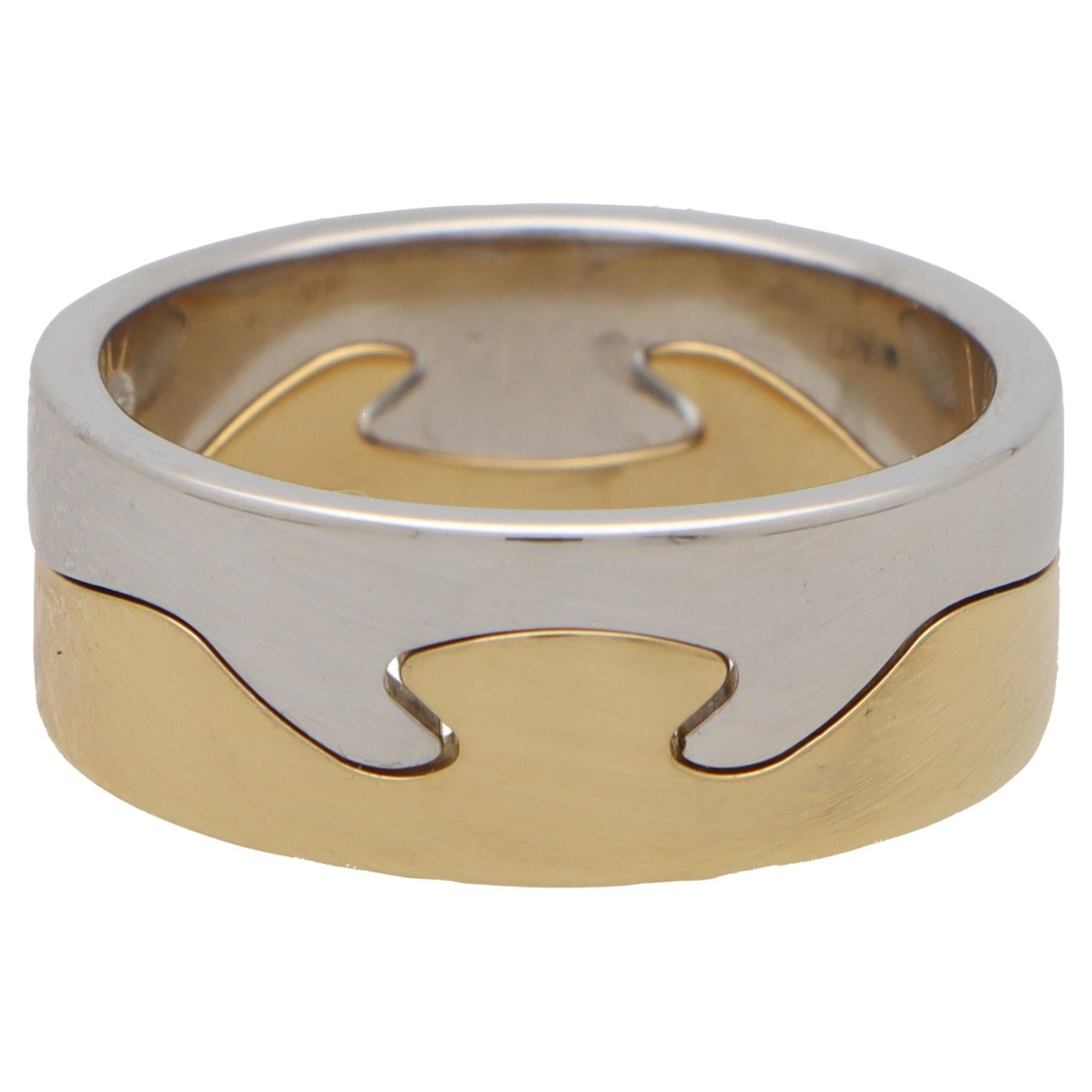 Vintage Georg Jensen Two Piece Fusion Puzzle Ring in 18k Yellow and White  Gold For Sale at 1stDibs
