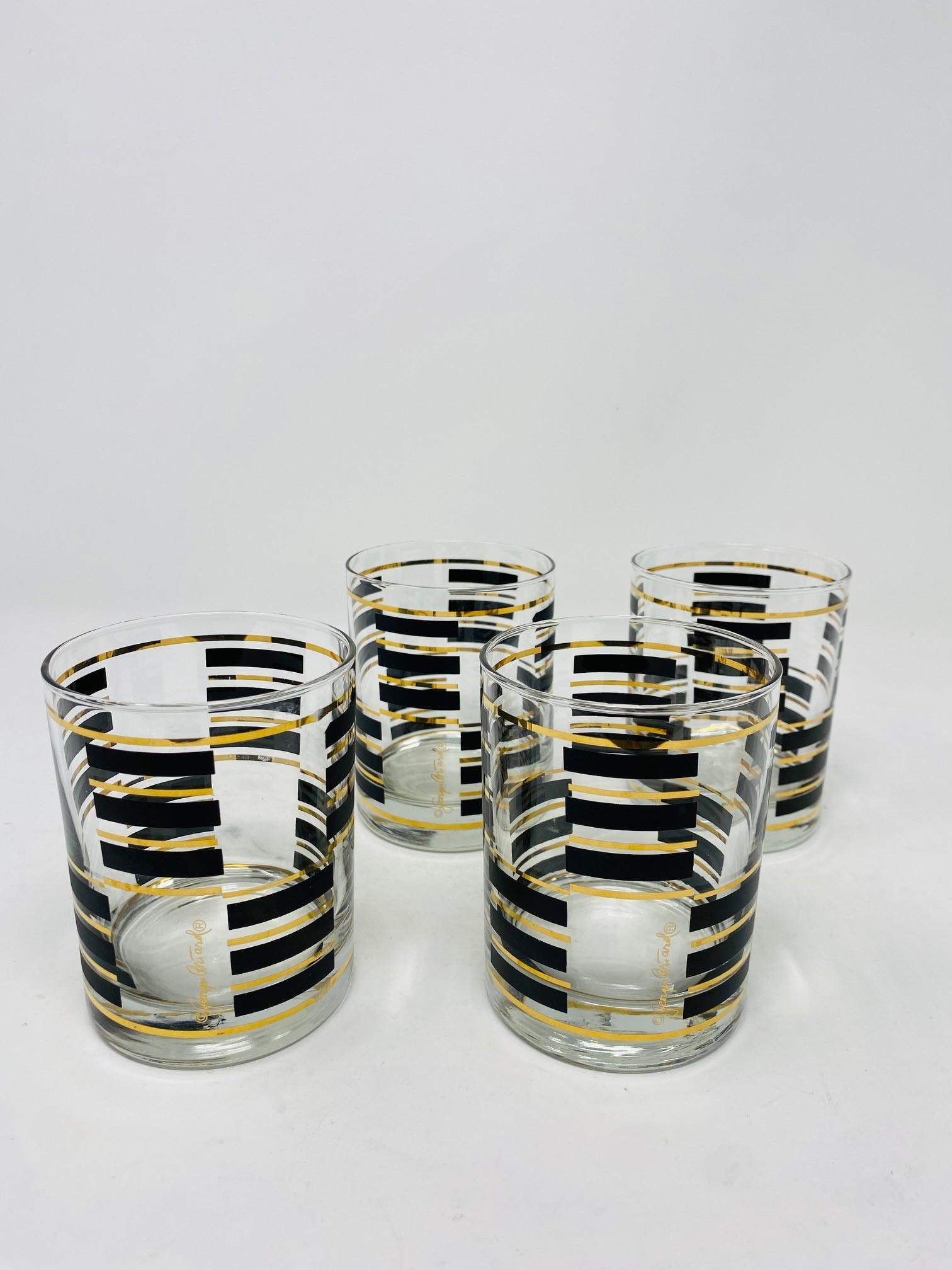 Vintage George Briard Gold-Black Modernist Old Fashioned Glasses (Set of 4) For Sale 1